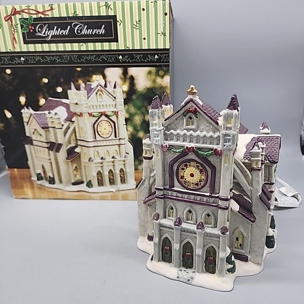 Big Lots Christmas Village Lighted Church Ceramic Box